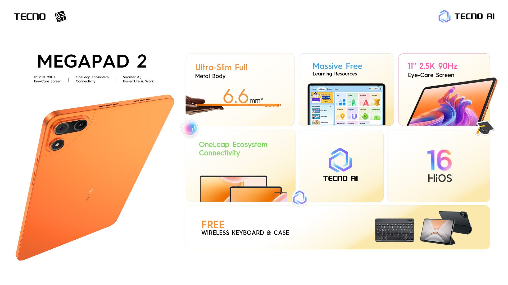 TECNO MEGAPAD 2 dan MEGAPAD SE 2 Hadirkan Pengalaman Tablet  yang Lebih Cerdas dengan AI dan HiOS 16.3