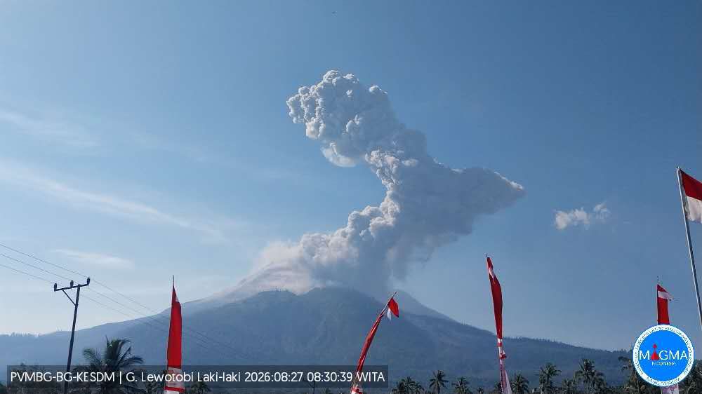 Gunung Lewotobi Laki-laki Kembali Erupsi, Kolom Abu Capai 2.500 Meter