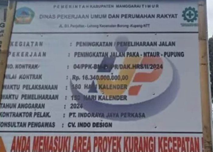 Dana Belasan Miliar, Proyek Jalan Paka-Ntaur-Pupung di Manggarai Timur Rusak Parah, pasca setahun jadi 